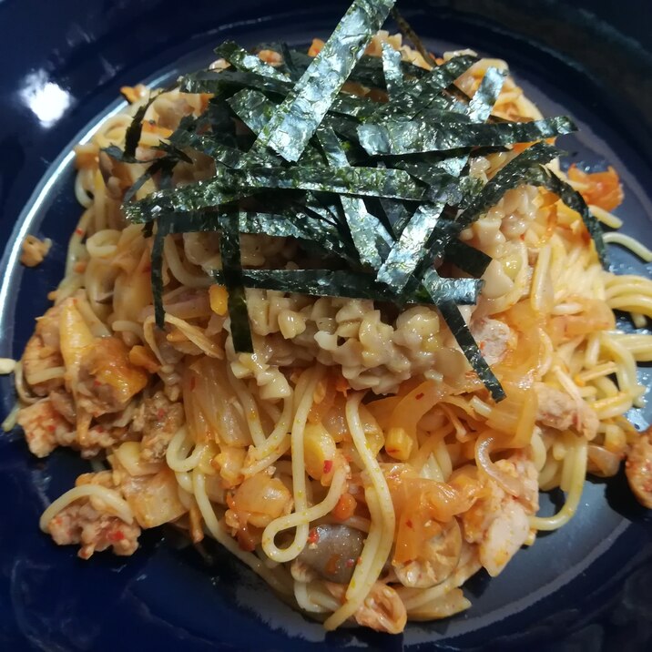 納豆キムチパスタ